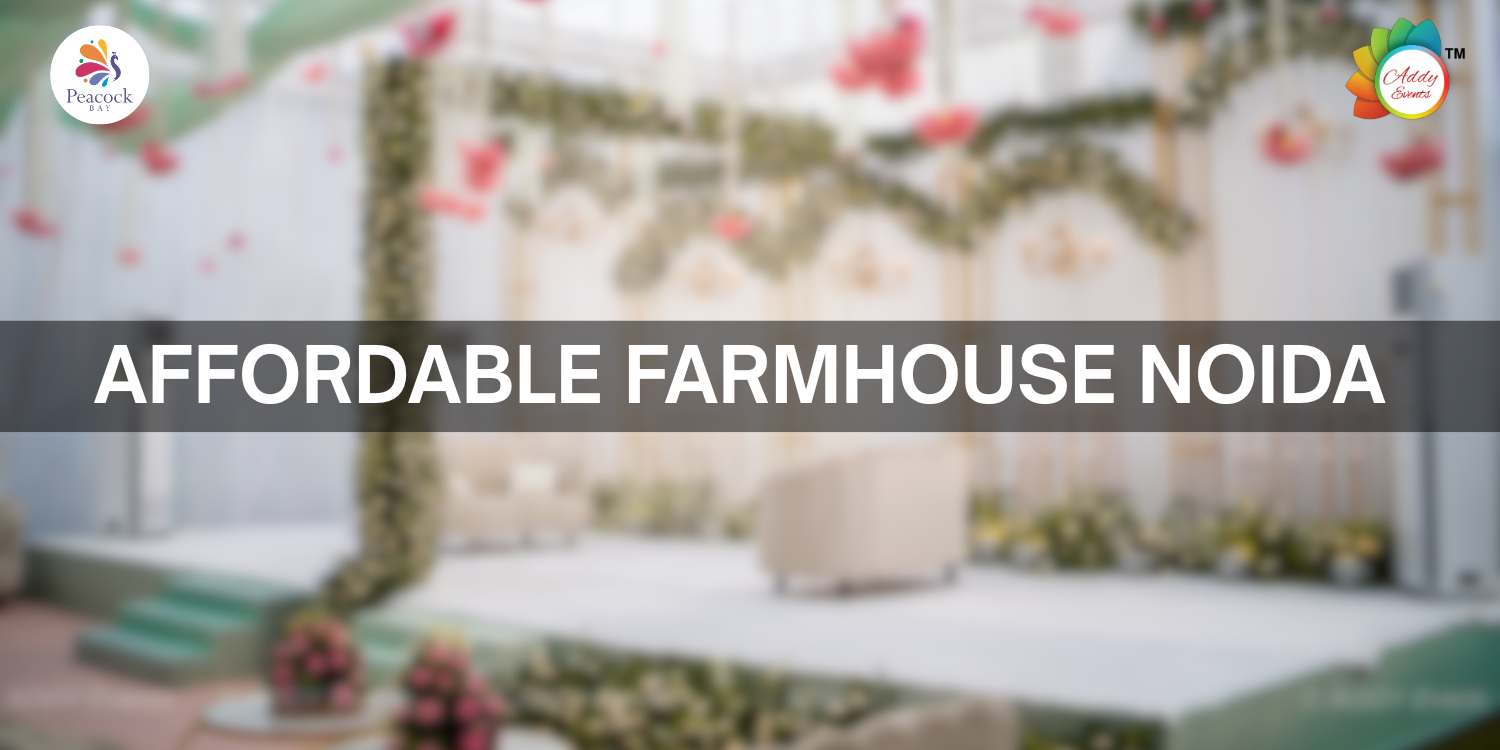 Affordable Farmhouse in Noida by Peacock Bay and Addy Events, featuring elegant wedding stage décor with floral arrangements and seating.